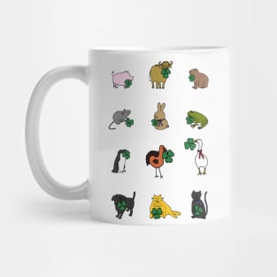 Animals Holding Shamrocks for St Patricks Day Mug